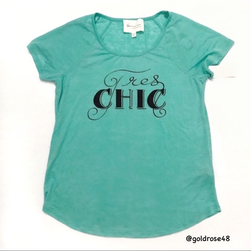 Two by Vince Camuto Tres Chic sea green short sleeve tee